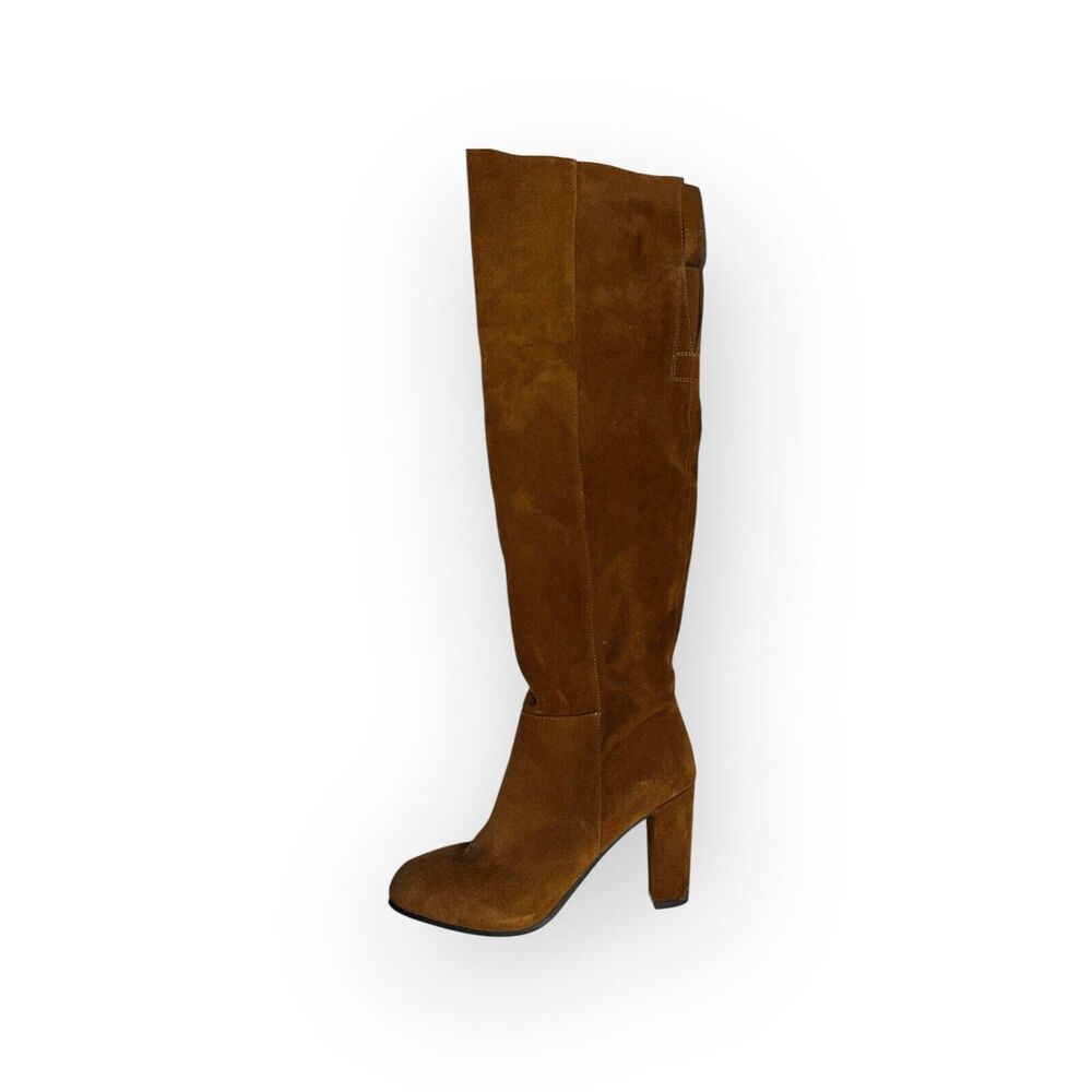 Vintage Y2K Franco Sarto Brown Suede Over the Knee Tan Suede Western Boho 90s